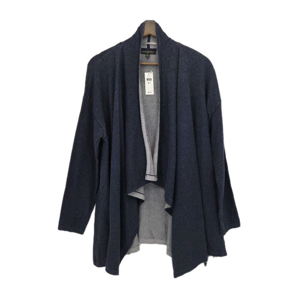 Banana Republic Women Open Front Waterfall Cardigan Sweater Indigo Blue Size M/L